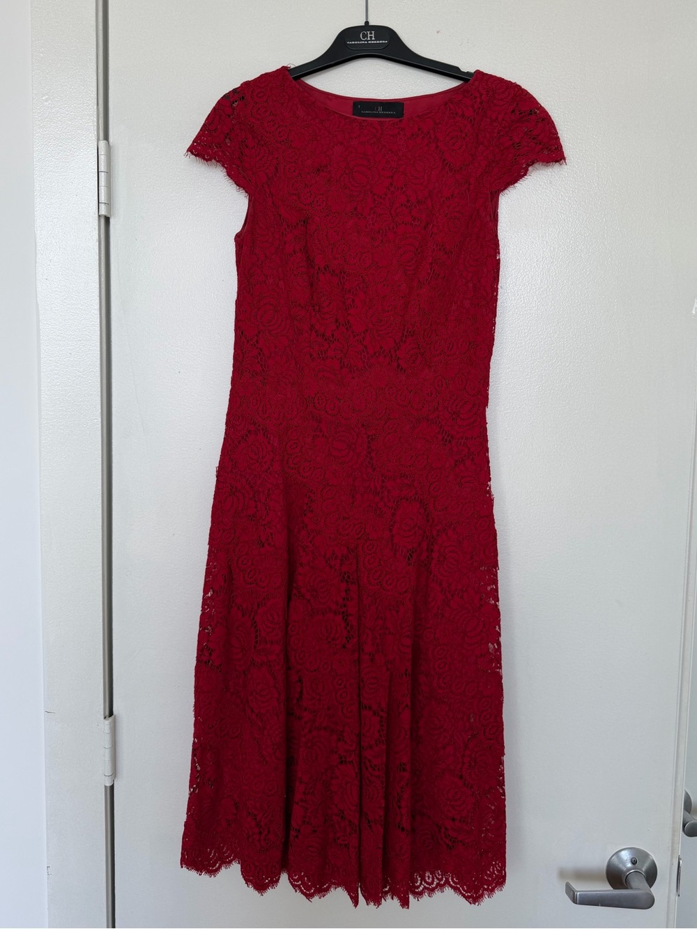 Red lace Carolina Herrera dress, size 0